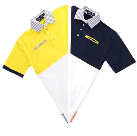 ALIAL FITAL Navy/white color block Polo. Size Large - Picture 2 of 12